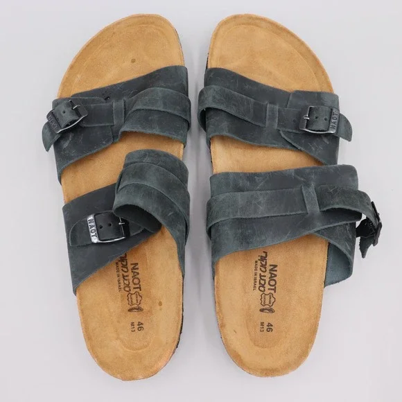 Naot Men's Santa Cruz Sandals Size EU 46 US 13 Gray Nubuck Leather Cork Soles